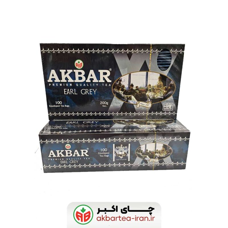 چای ارل‌گری مخصوص اکبر کیسه ای 100 عددی